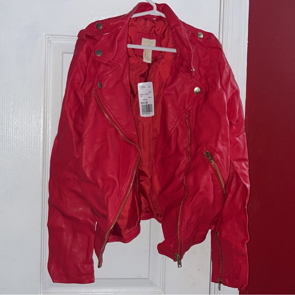 Forever 21 Vibrant Red Kids Leather Jacket